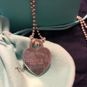 Tiffany & Co  Silver Heart Charm Necklace